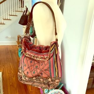 Free People embroidered hobo bag